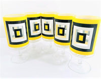 Load image into Gallery viewer, Culver Yellow and Black Retro Square Pedestal Glasses (Set of 5)

