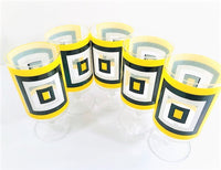 Load image into Gallery viewer, Culver Yellow and Black Retro Square Pedestal Glasses (Set of 5)
