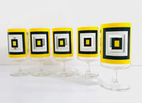 Load image into Gallery viewer, Culver Yellow and Black Retro Square Pedestal Glasses (Set of 5)
