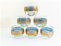 Load image into Gallery viewer, Culver Signed Mid-Century Gold Tiffany Roly Poly Whiskey Glasses (Set of 6)

