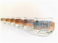 Load image into Gallery viewer, Culver Signed Mid-Century Gold Tiffany Roly Poly Whiskey Glasses (Set of 6)
