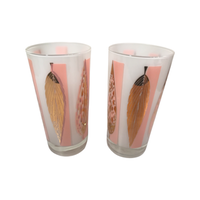 Load image into Gallery viewer, Fred Press Signed Mid-Century 22-Karat Gold Frosted Pink Leaf Glasses (Set of 2)
