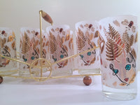 Load image into Gallery viewer, Mid-Century Mother Nature Glasses and Carrier (Set of 8 Glasses &amp; Carrier)
